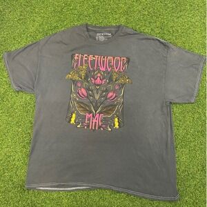 Fleetwood Mac Graphic Tee Charcoal Gray Moths Tulips Penguins L/XL RN90355